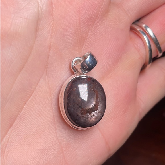 Rare Bloodshot Hypersthene Pendant Solid Sterling - Picture 4 of 7